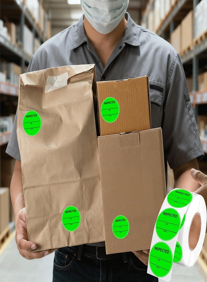 wootile 1000 Pcs Circle Inventory Labels QC Passed 2" Quality Control Inspected by Inventory Stickers Fluorescent Green Label Writable Handling for Shipping Control Organization - Image 4